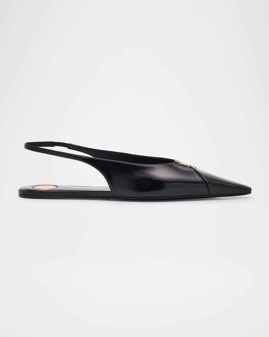 Babylone Leather YSL Slingback Ballerina Flats | Neiman Marcus