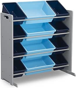 Delta Children Kids Toy Storage Organizer with 12 Plastic Bins - Greenguard Gold Certified, Grey/... | Amazon (US)