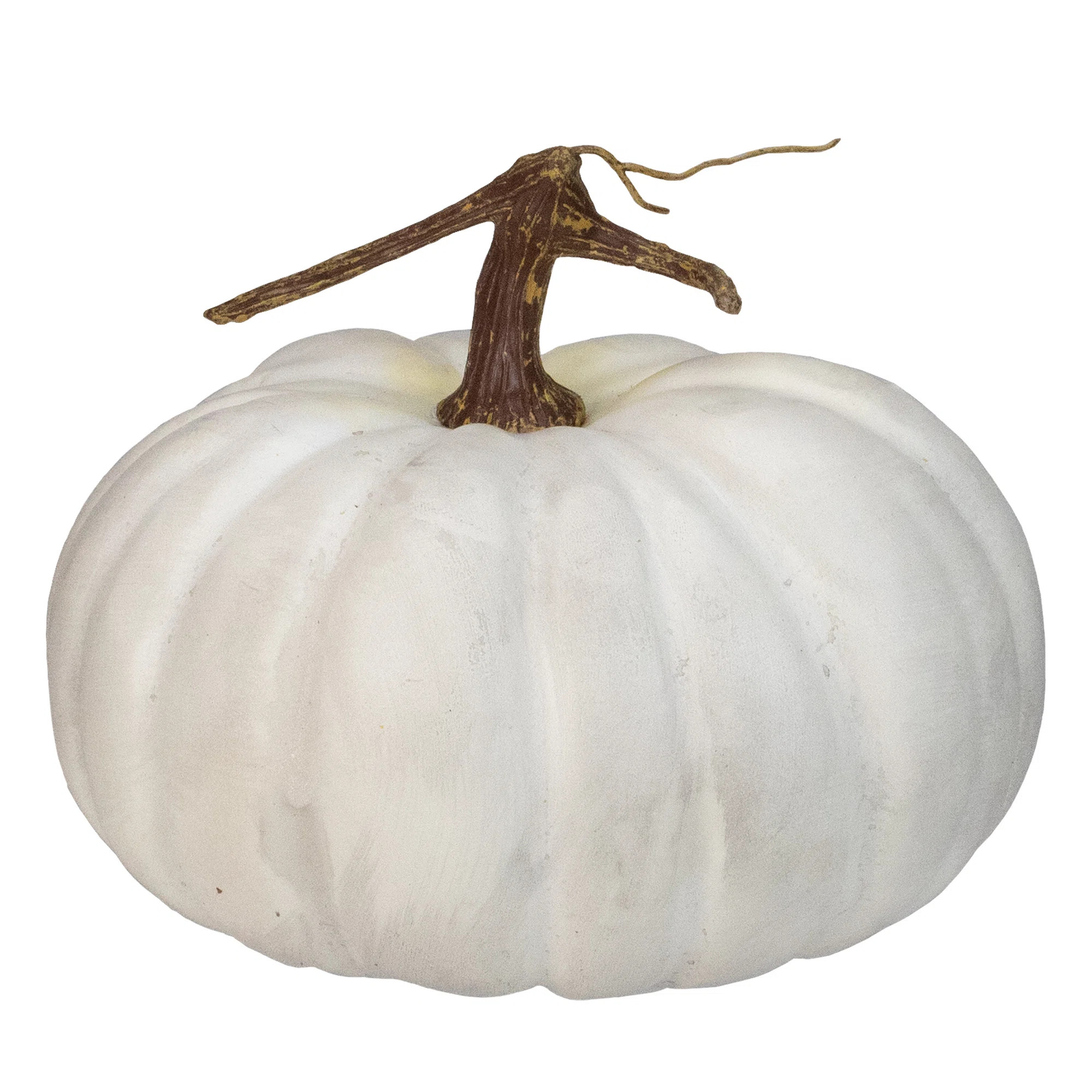 Northlight Seasonal 10" White Flat Round Pumpkin Fall Harvest Table Top Decoration | Wayfair | Wayfair North America