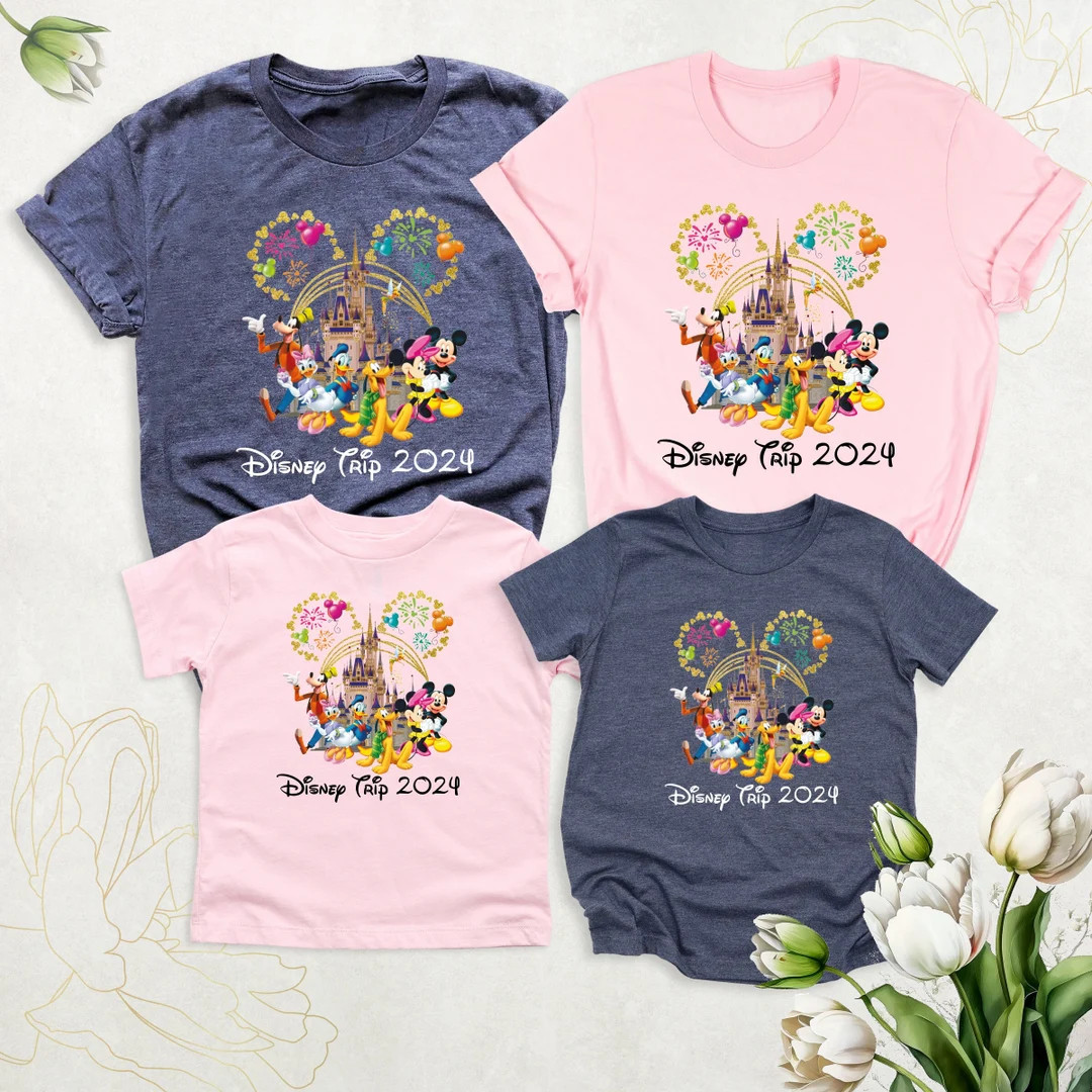 2024 Disney Trip Family Shirts, Personalized Disney Vacation Shirt, Matching Disneyland Tshirt, D... | Etsy (US)