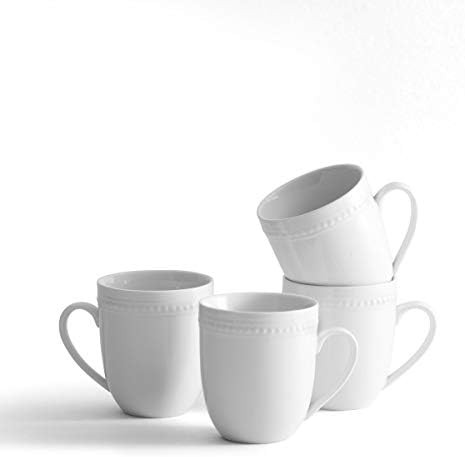 Everyday White by Fitz and Floyd Beaded 14 Ounce Mugs, Set of 4 | Amazon (US)