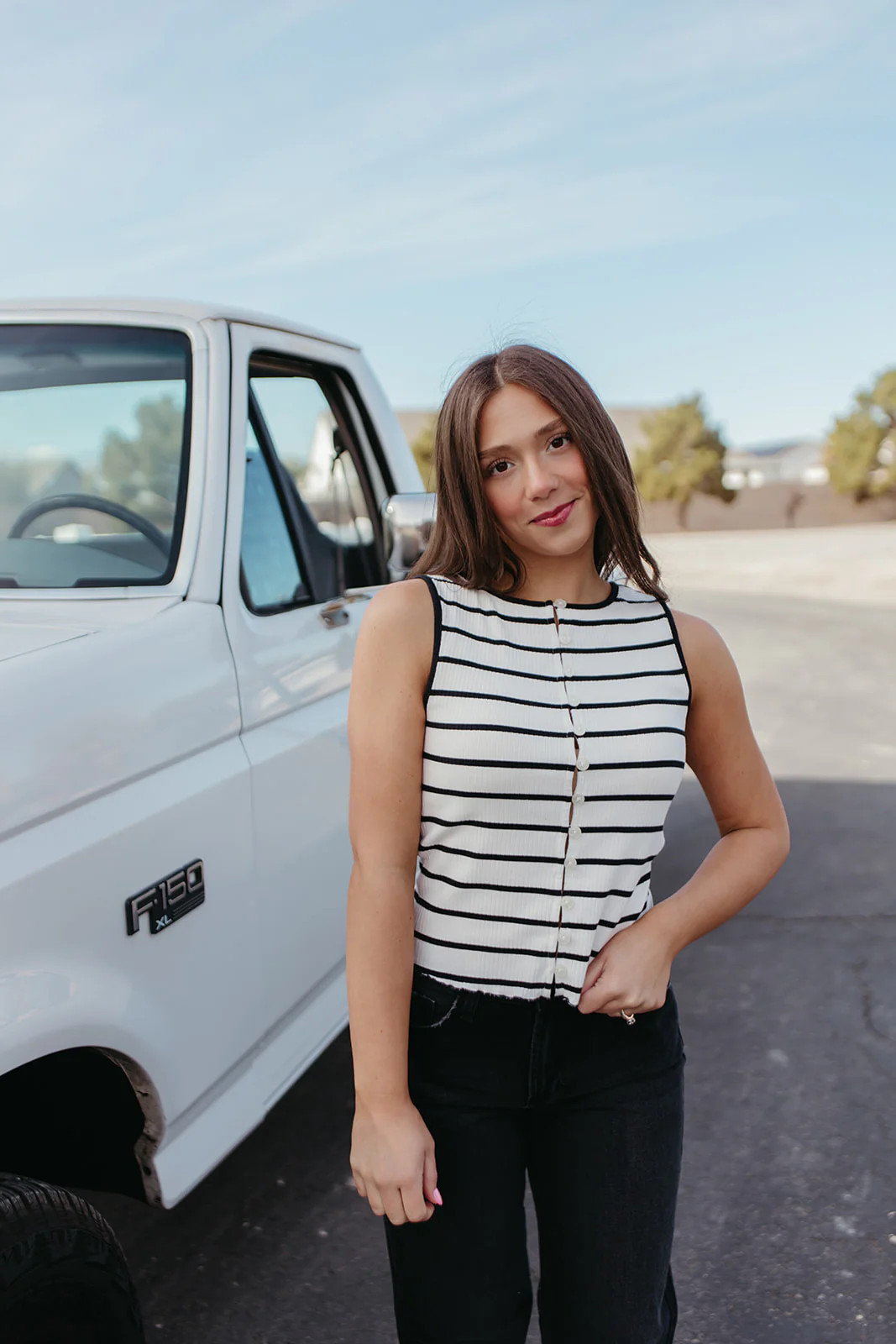 FREE PEOPLE TILLY STRIPED VEST IN BLACK AND WHITE | Pink Desert