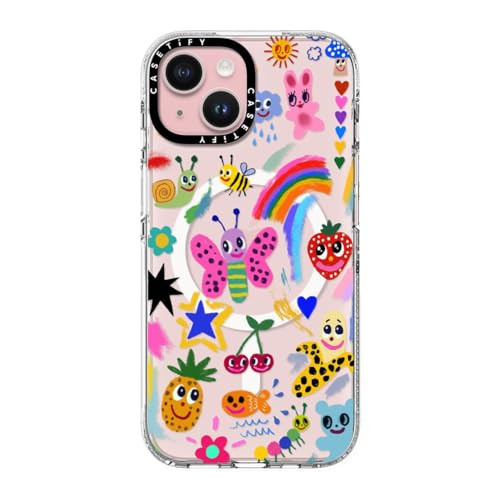 CASETiFY Clear Case for iPhone 15 [Not Yellowing / 6.6ft Drop Protection/Compatible with Magsafe] - Cute Prints - Good Vibes - Clear | Amazon (US)