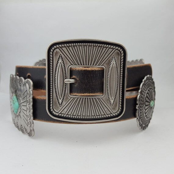 Western Genuine Distressed Leather Belt W. Sliding Conchos | Etsy | Etsy (US)