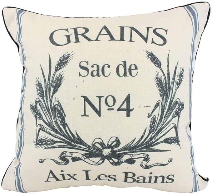 enFen Vintage Farmhouse Grain Sack Cushion Covers French Country Perfume Label Primitive Throw Pi... | Amazon (US)