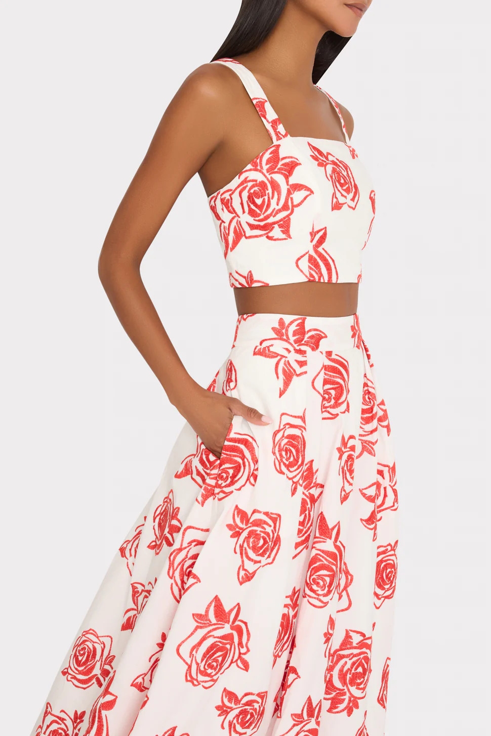 Rose Embroidery Crop Top | MILLY