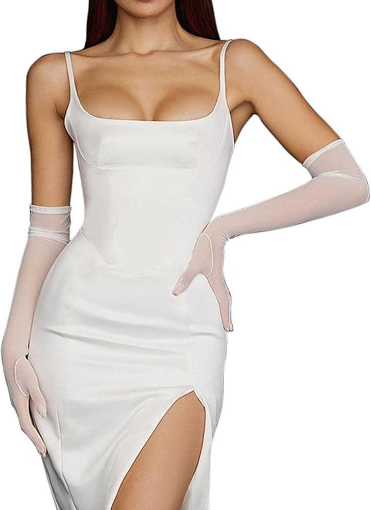 Nackiy Long Black Opera Gloves for Women, 1920s Satin Stretchy Elbow Length Party Gloves Costumes... | Amazon (US)