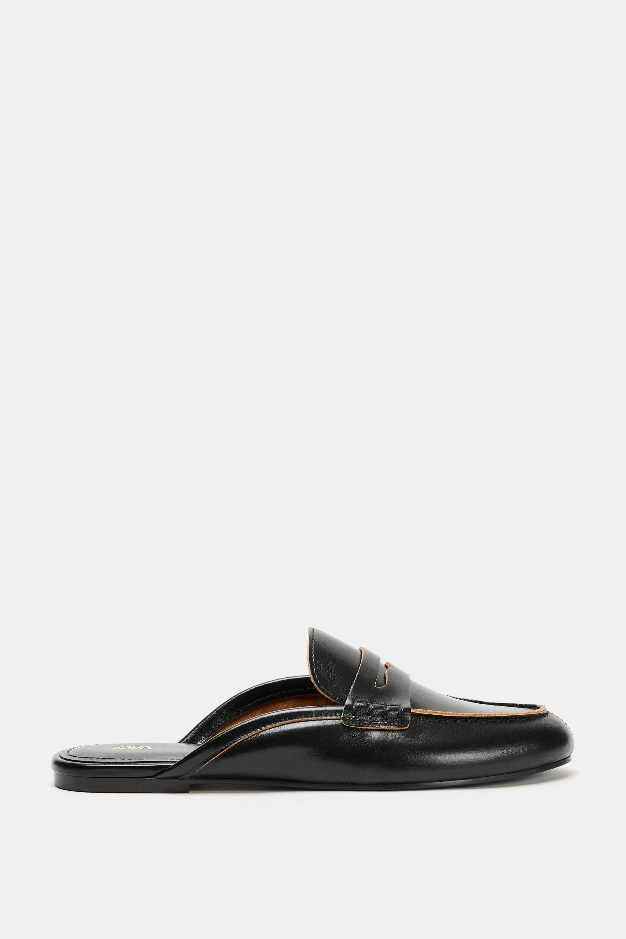 LEATHER SLINGBACK LOAFERS | Zara US