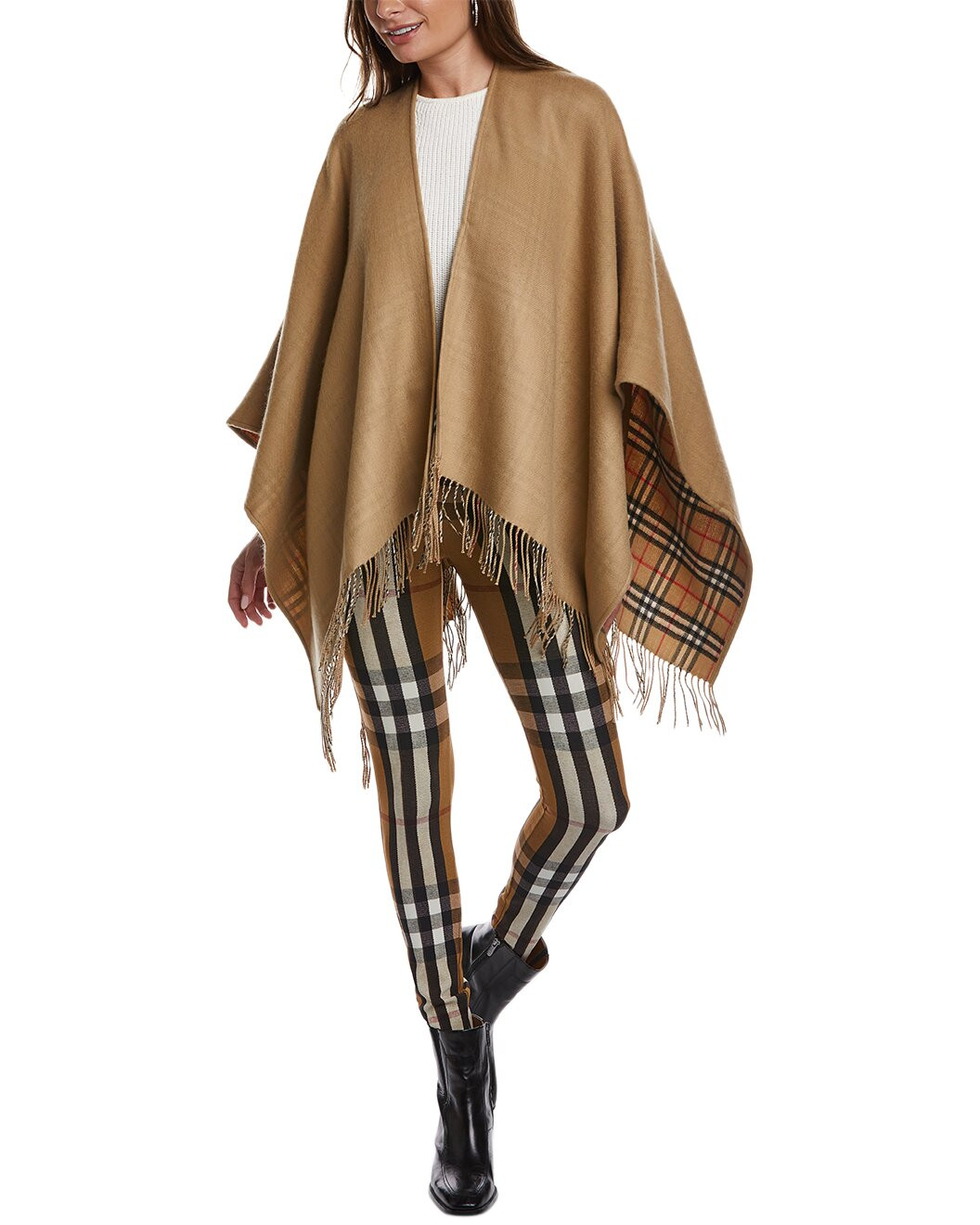 Check Reversible Wool Cape | Gilt & Gilt City