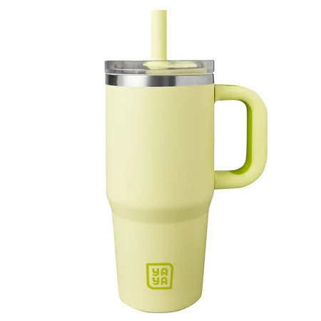 YAYA My First Travel Tumbler for Preschool & Kids 3+, Insulated Stainless Steel Tumbler with Reusable Silicone Straw & Spill-Proof Lid, Cup Holder Compatible, BPA-Free, 12oz, Yellow | Walmart (US)