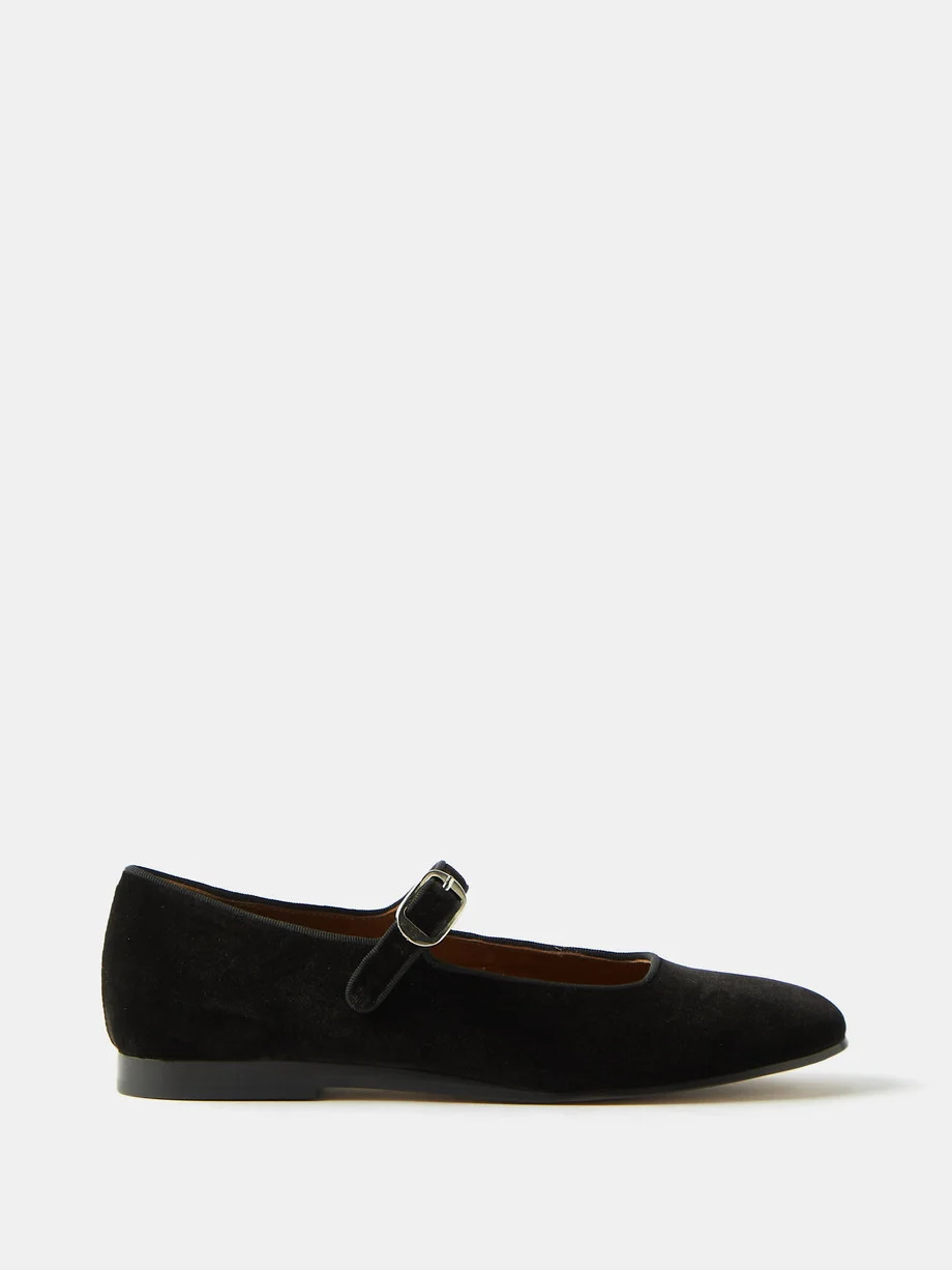Round-toe velvet Mary Jane flats | Matches (US)