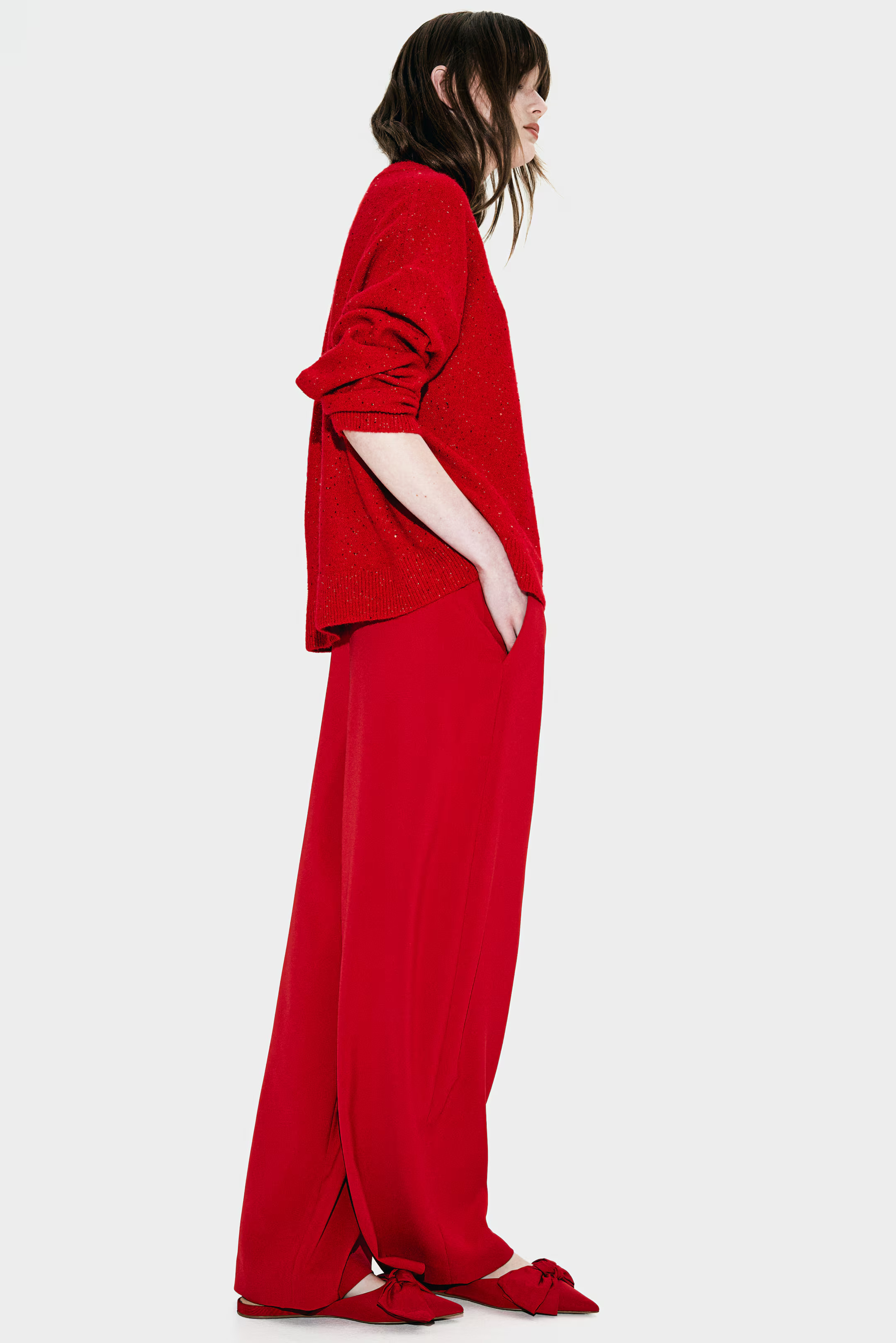 Wide-Leg Pants - Red - Ladies | H&M US | H&M (US + CA)