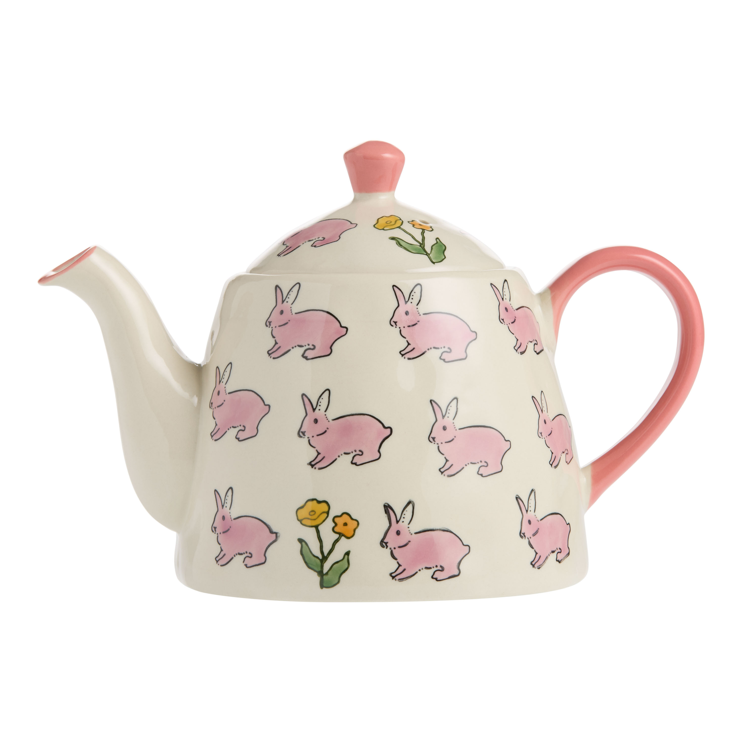 Flora Hand Painted Ceramic Flower and Bunny Teapot | World Market