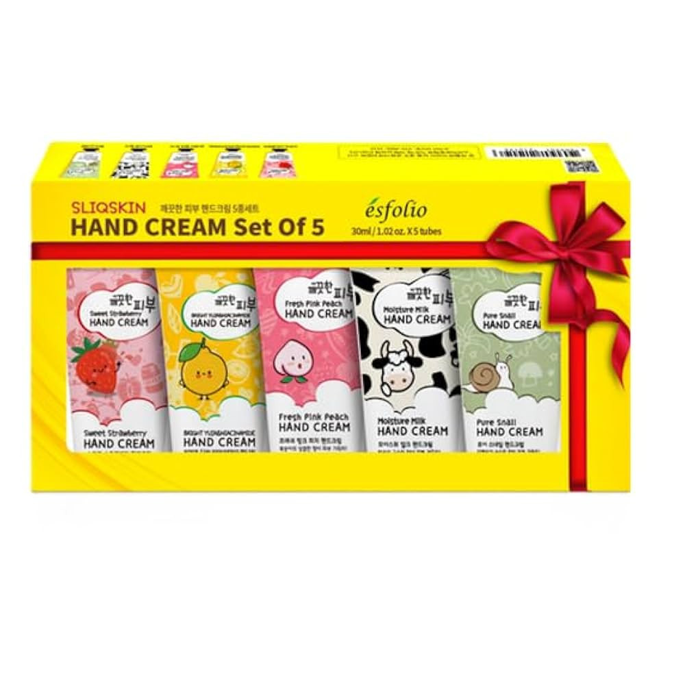 Esfolio Sliqskin Hand Cream Set of 5 – Lightweight Moisturizing Creams with Peach, Lemon, Milk,... | Amazon (US)