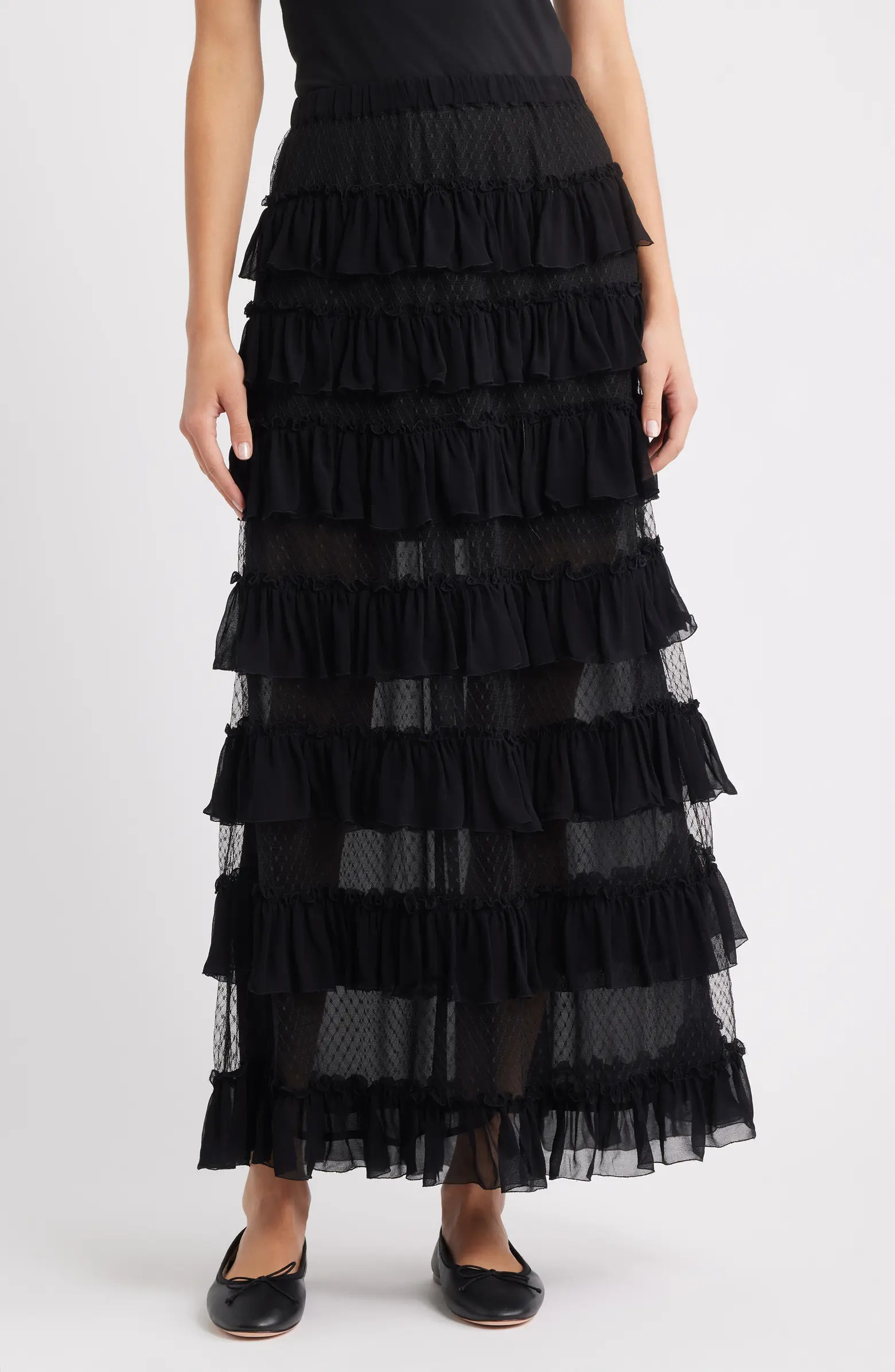 THE GREAT. Winter Tiered Mesh Maxi Skirt | Nordstrom | Nordstrom