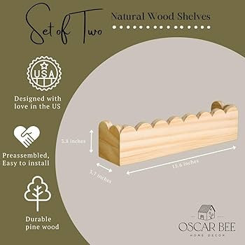 Scalloped Shelves Set of 2 - Preassembled Kids Bookshelf - Book Shelf for Kids Rooms - Nursery Bo... | Amazon (US)