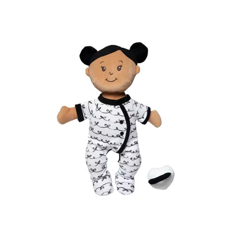 Manhattan Toy Wee Baby Stella Beige 12 Inch Soft Baby Doll with Black Hair Buns and Onesie | Target