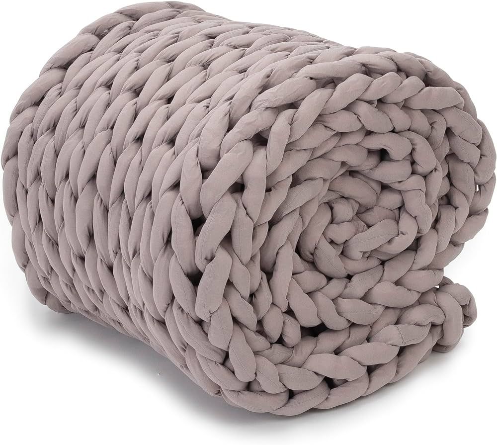 Nuzzie Chunky Knit Blanket - Breathable, Cooling, Hand Made Knit Throw Blanket for Sleep - Machin... | Amazon (US)