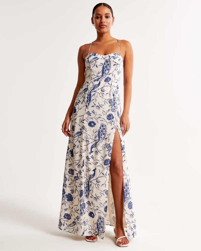 Women's The A&F Camille Tie-Back Gown | Women's Dresses & Jumpsuits | Abercrombie.com | Abercrombie & Fitch (UK)