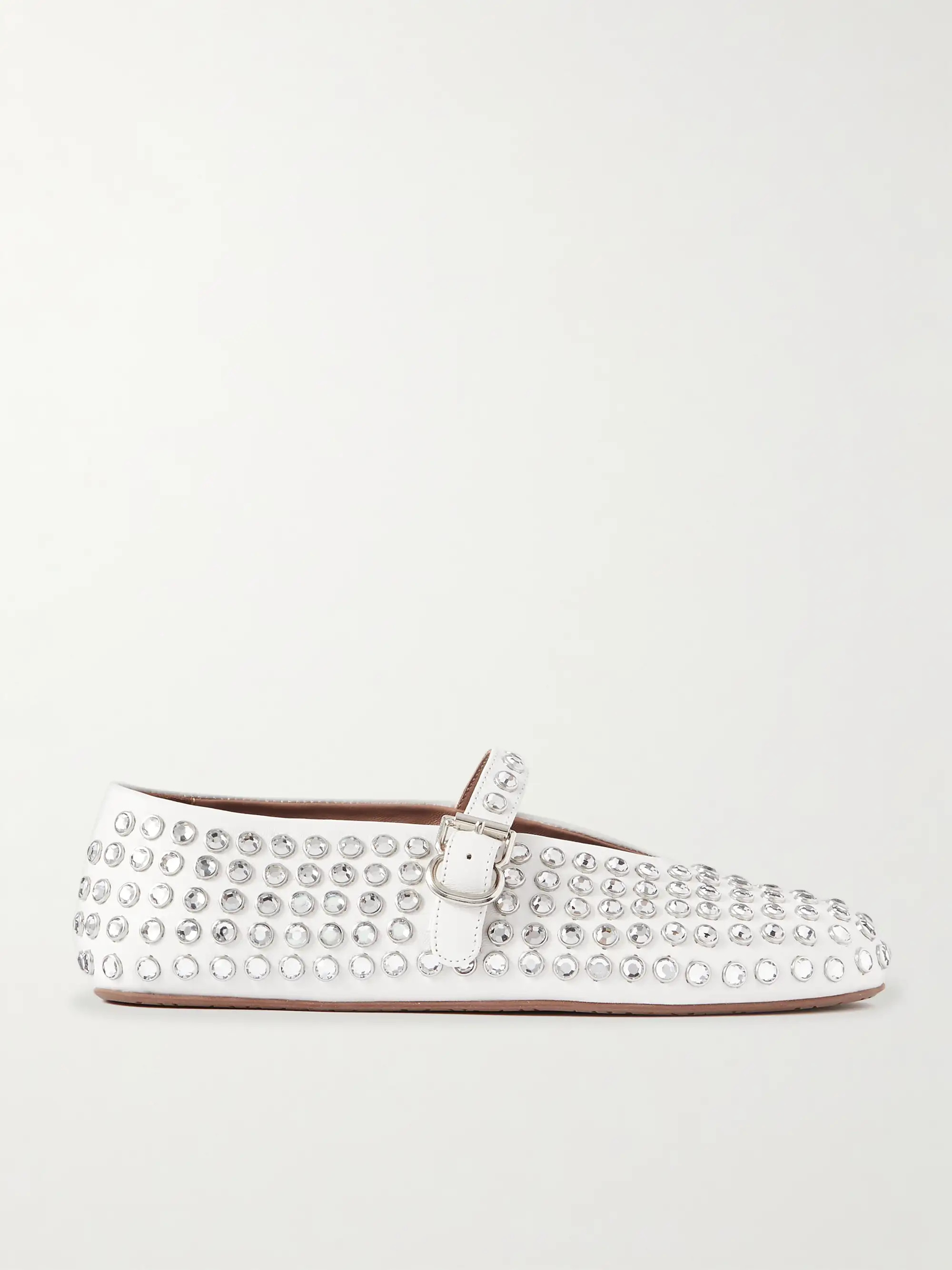 Crystal-embellished leather ballet flats | NET-A-PORTER (US)