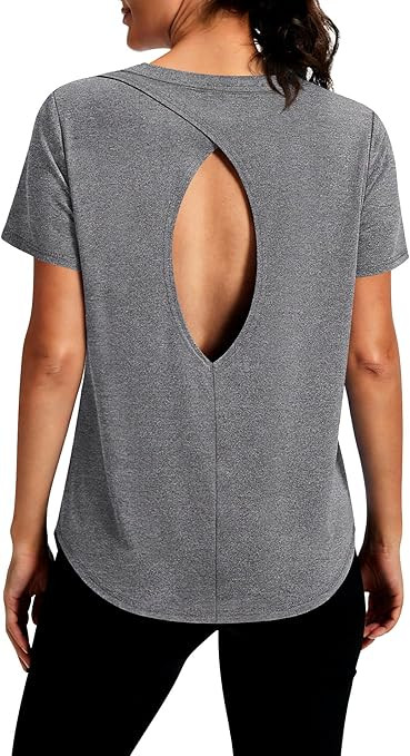 Alaroo Open Back Workout Tops for Women Short Sleeve Yoga Pilates Outfits Athletic Gym Shirts Fit... | Amazon (US)