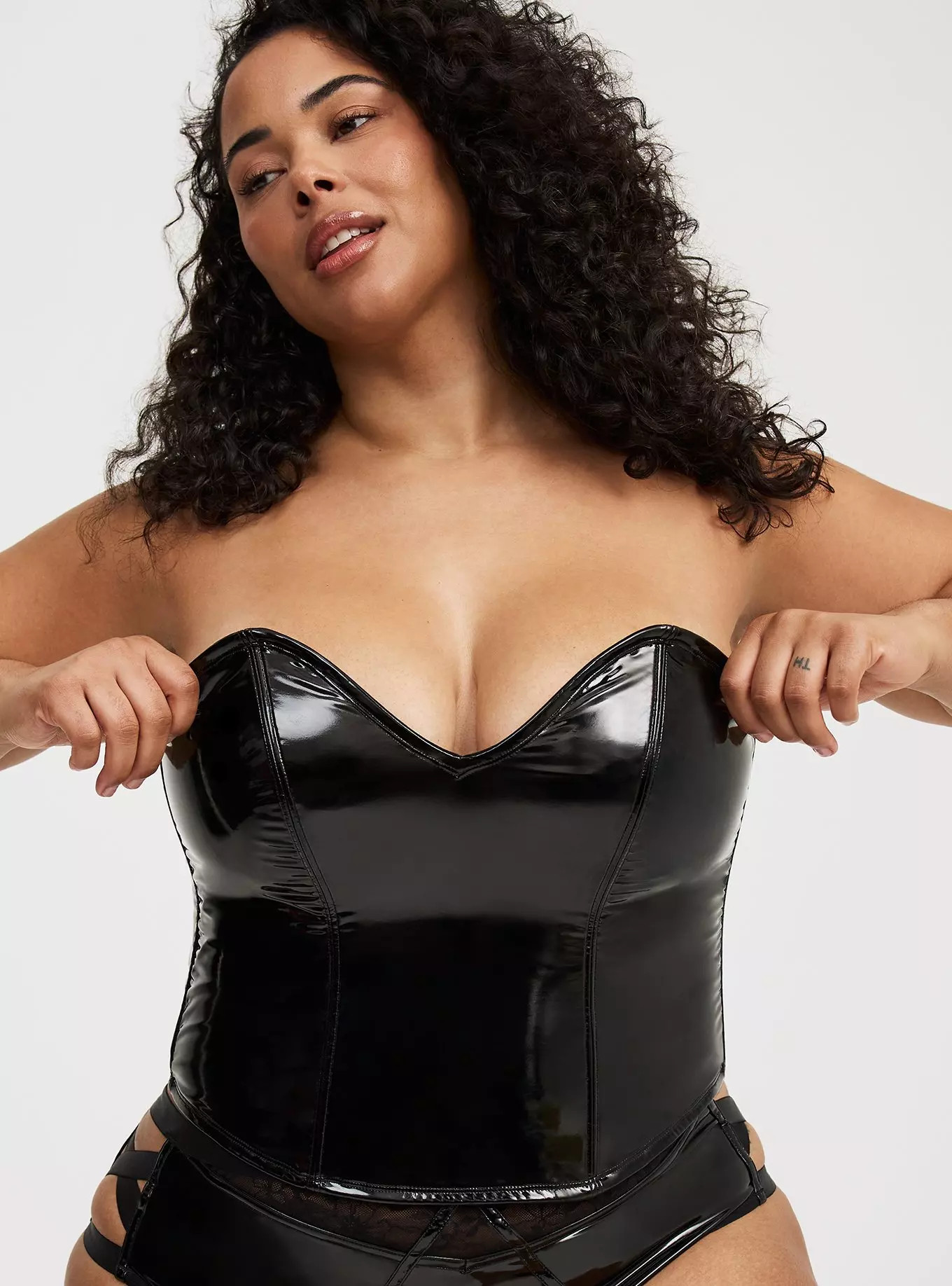 Patent Leather Studded Pointed Cup Bustier | Torrid (US & Canada)