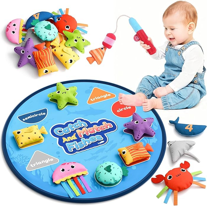 Coogam Montessori Toys for 1 2 3 Year Old, Cloth Fishing Game for Toddlers Gift, Color Sorting & ... | Amazon (US)