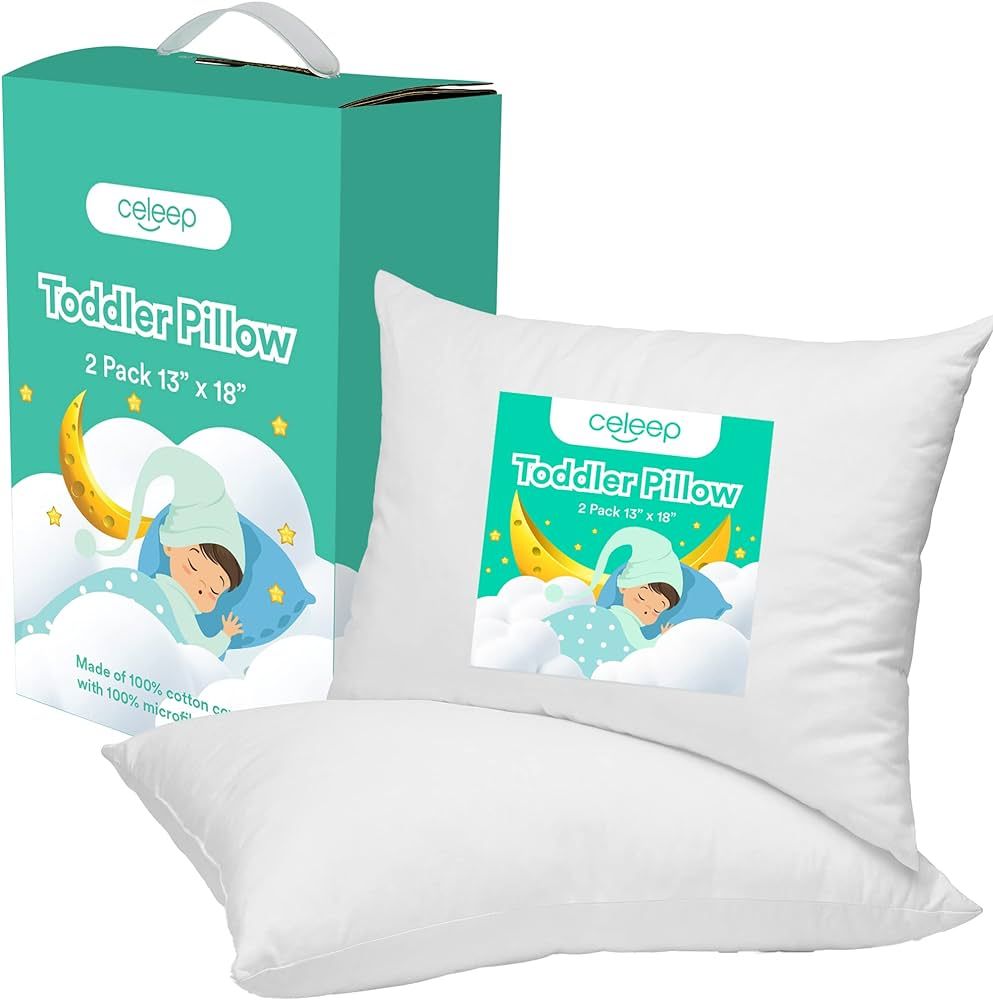 Celeep Toddler Pillows Set - 2 Pack - 13x18 Inches - Perfect Size - Soft Organic Toddler Bedding ... | Amazon (US)