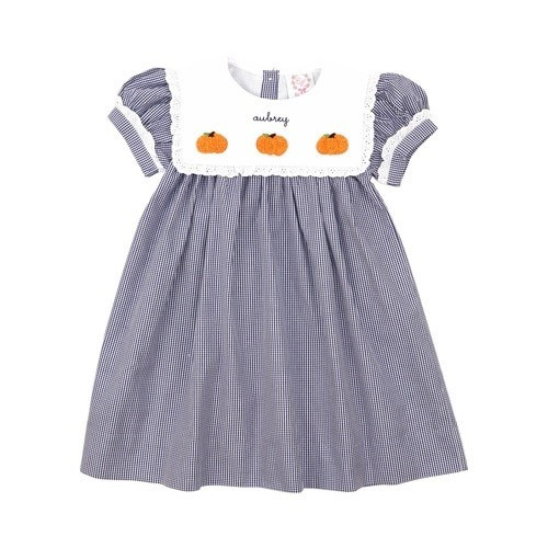 Navy Gingham Pumpkin Dress | Cecil and Lou