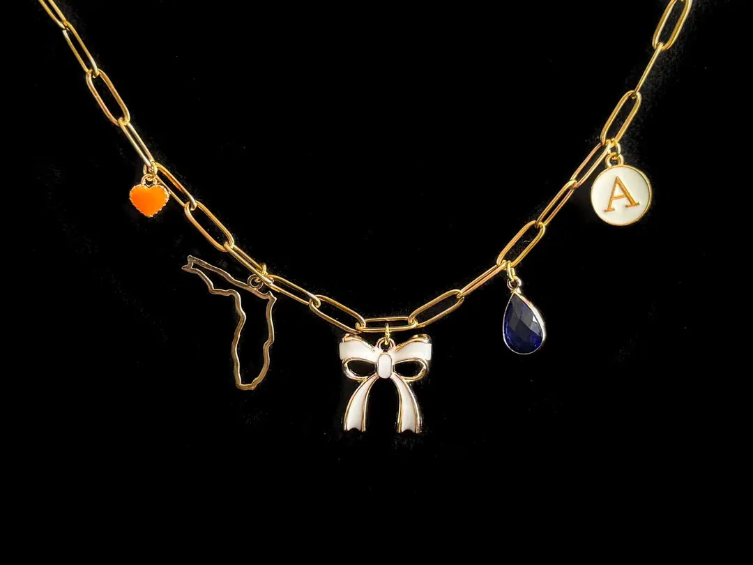 GO GATORS 18k Gold Plated Charm Necklace/University of Florida Necklace/Gift for Florida Gators F... | Etsy (US)