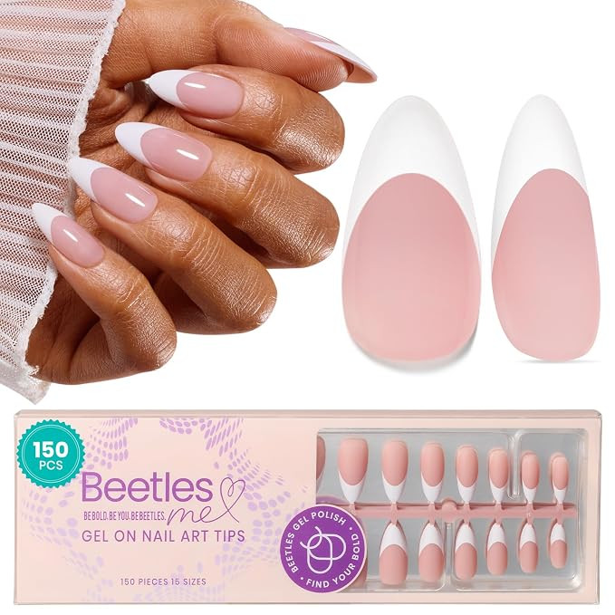 Beetles Pre-French Tips Gel Nail Tips, 15 Sizes 150 Pcs French Tip Press on Nails Nude Pink Mediu... | Amazon (US)