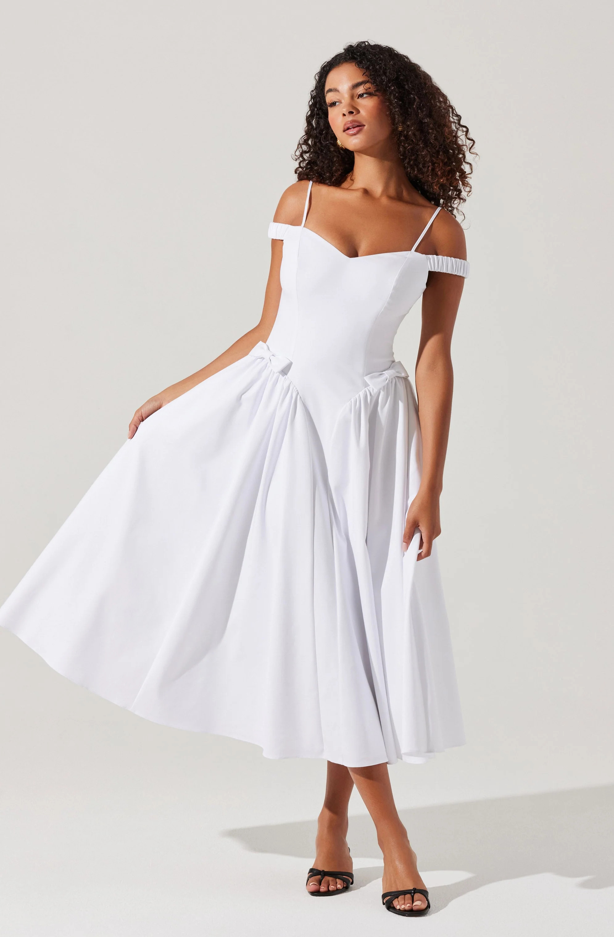 Elvinia Off Shoulder Midi Dress - White / XS | ASTR The Label (US)
