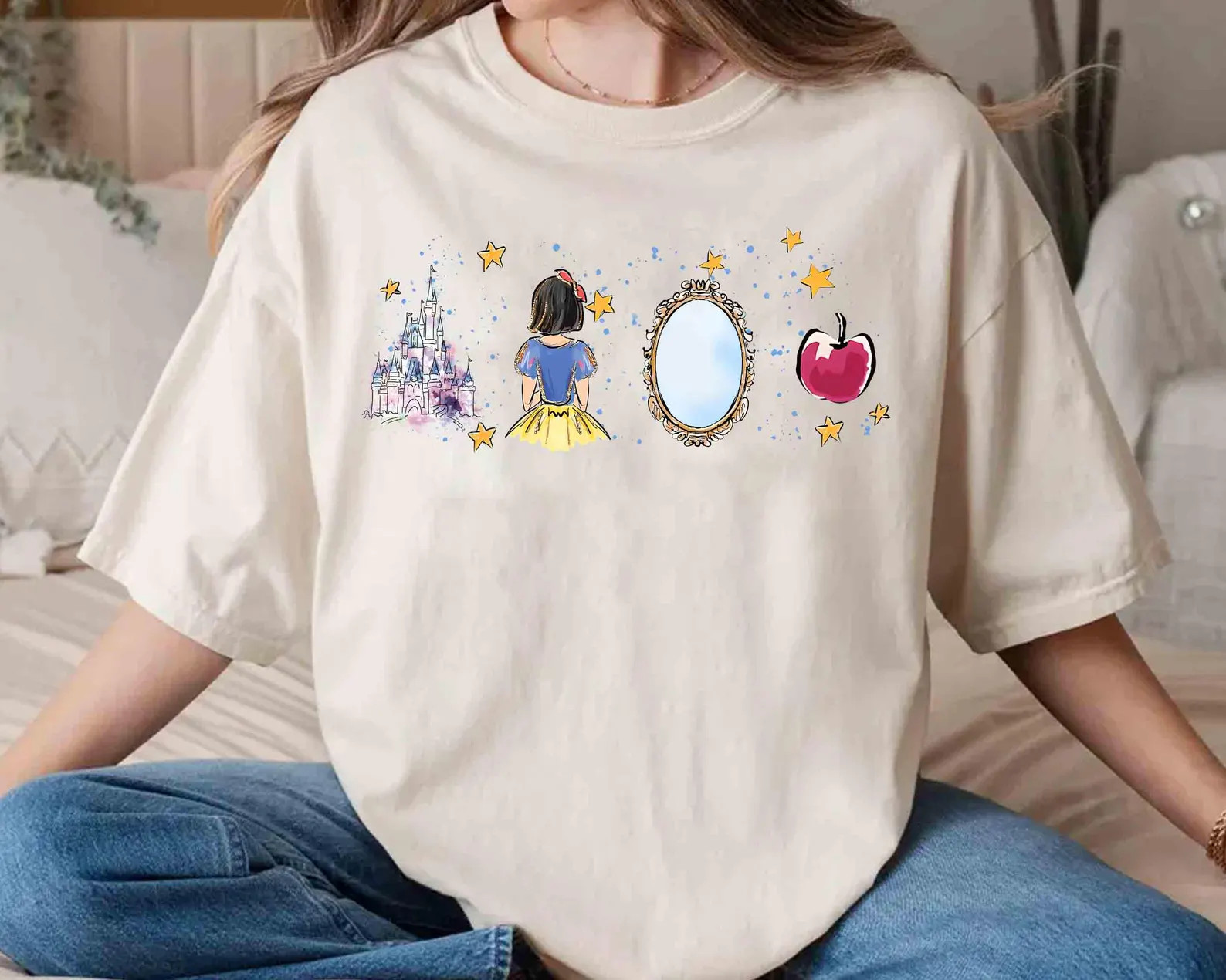 Watercolor Disney Snow White Princess T-Shirt, Snow White and the Seven Dwarfs Tee, Just One Bite... | Etsy (Global)
