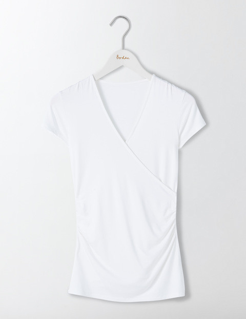Short Sleeve Wrap Top White Women Boden | Boden (US)