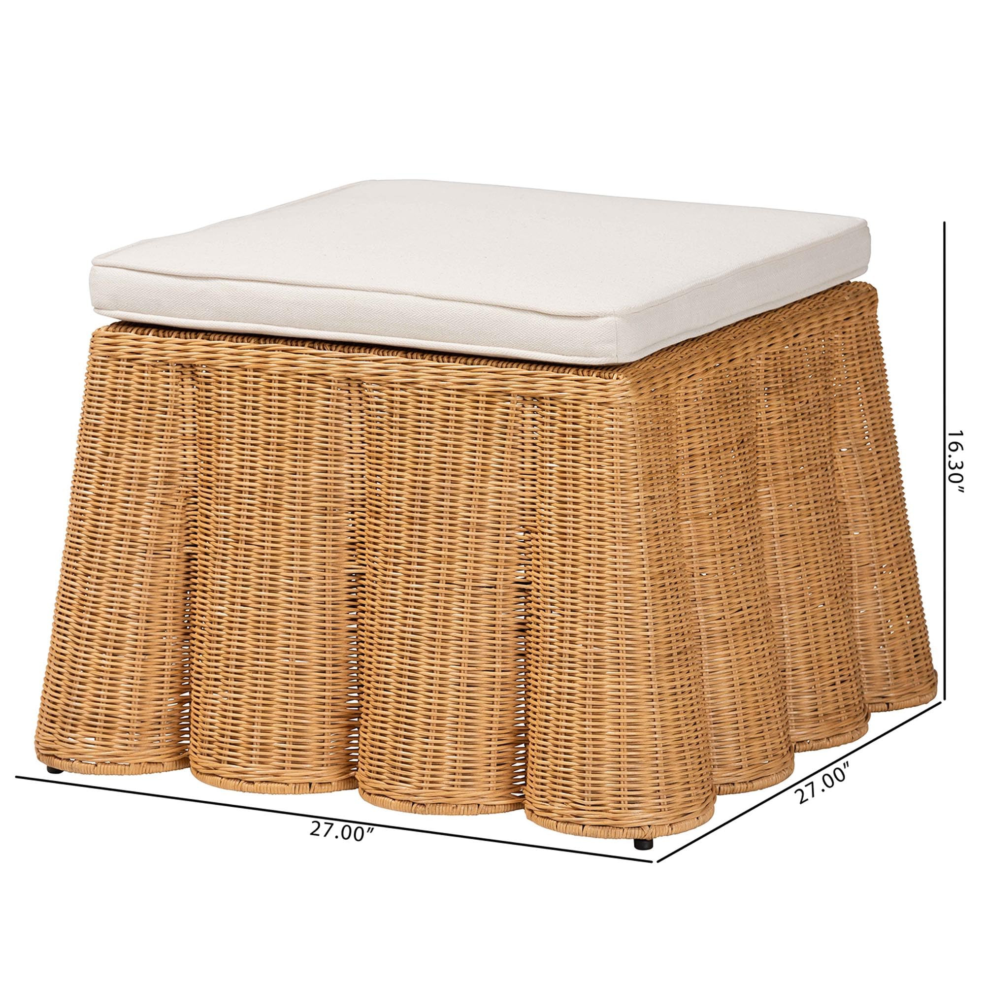 bali & pari Palm Bohemian Honey Scallop Rattan Ottoman | Amazon (US)