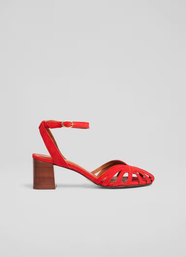 Aspen Red Suede Plaited Front Sandal Heels | L.K. Bennett (UK)