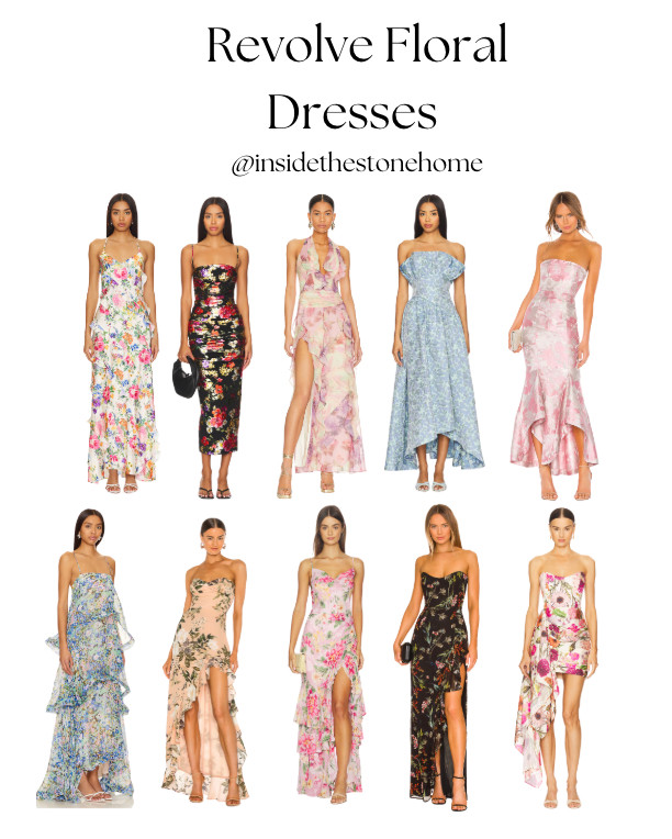 Revolve has some gorgeous floral pattern wedding guest dresses perfect for spring and summer! #weddingguest #weddingguestdresses #floralformals #formaldressses #floralformals  

 #LTKNYFW #LTKSeasonal #LTKWedding