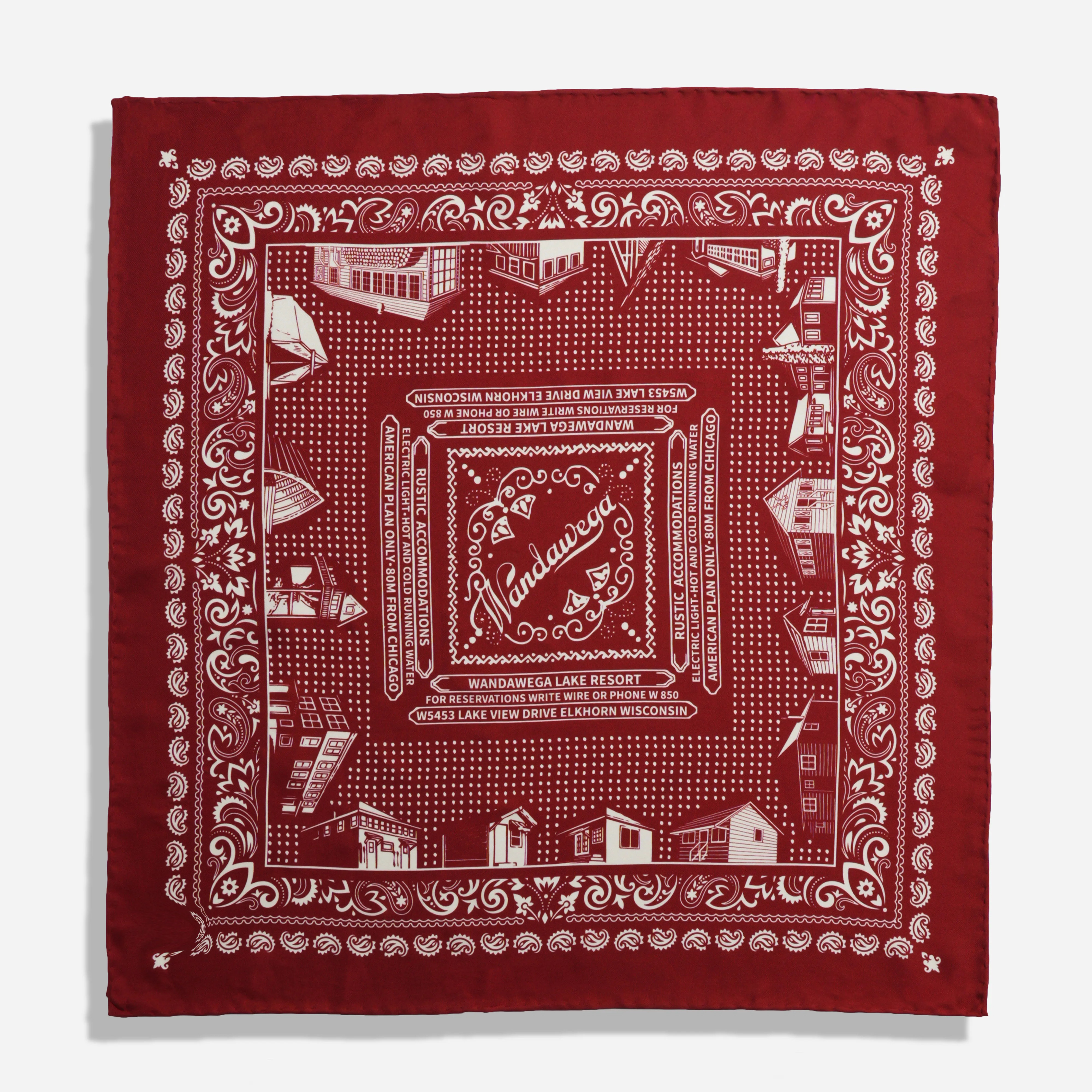Wandawega Burgundy Bandana | Silk Scarves | Tie Bar | The Tie Bar