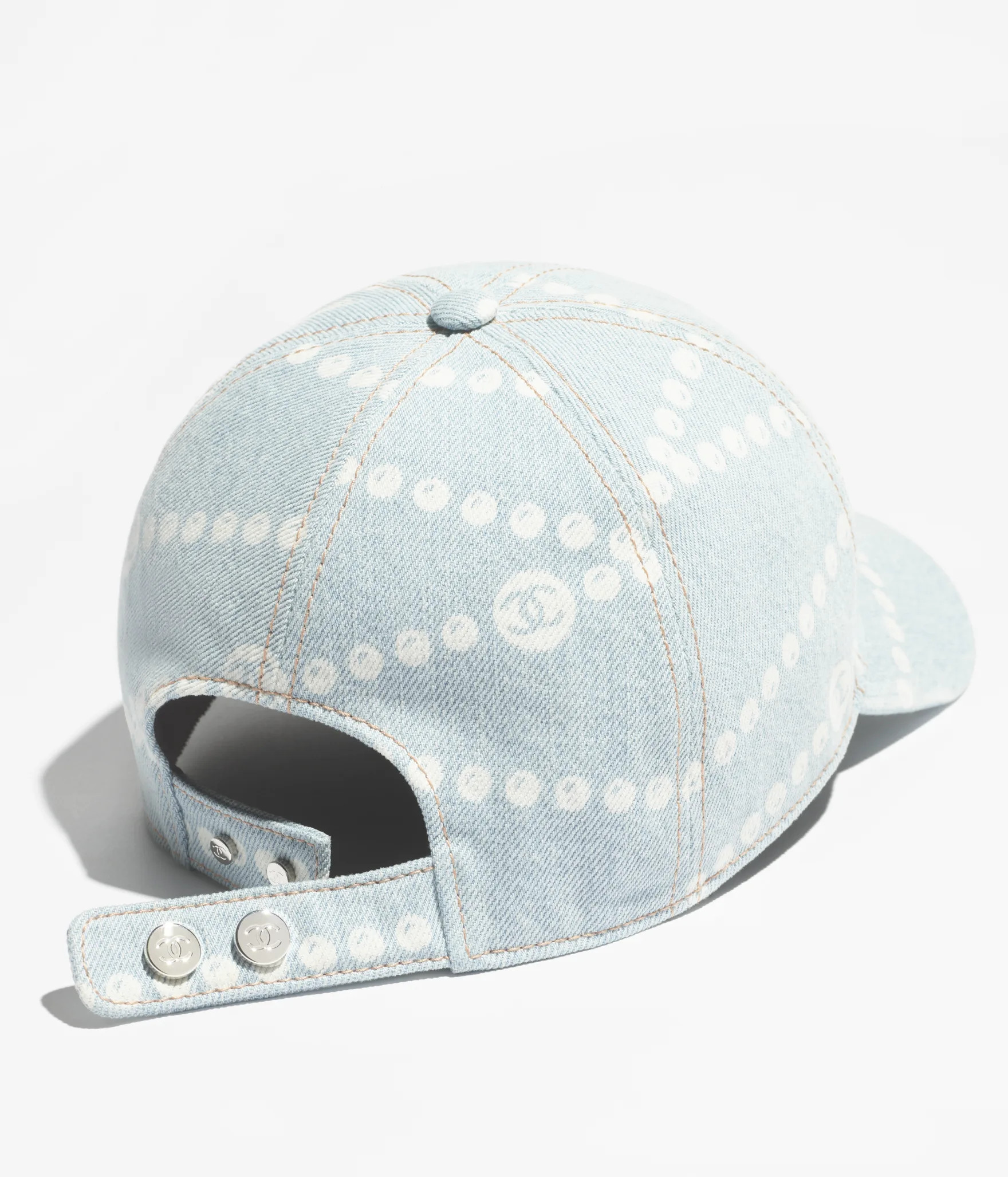 Cap - Printed washed denim, light blue — Fashion | CHANEL | Chanel, Inc. (US)