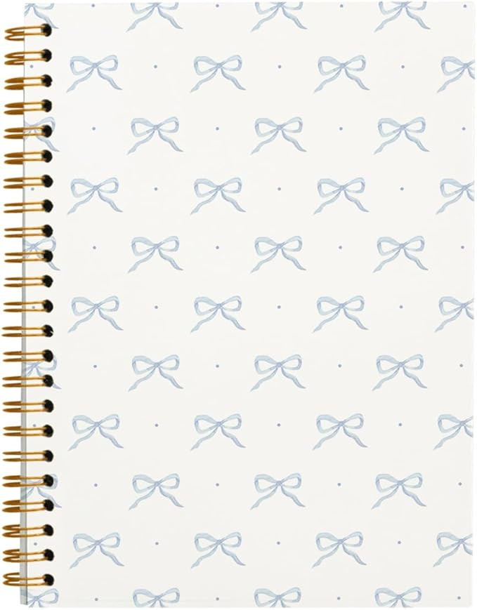 Blue Bow Coquette Spiral Notebook, Preppy School Supplies, Blue Trendy Aesthetic Hardcover Notebo... | Amazon (US)
