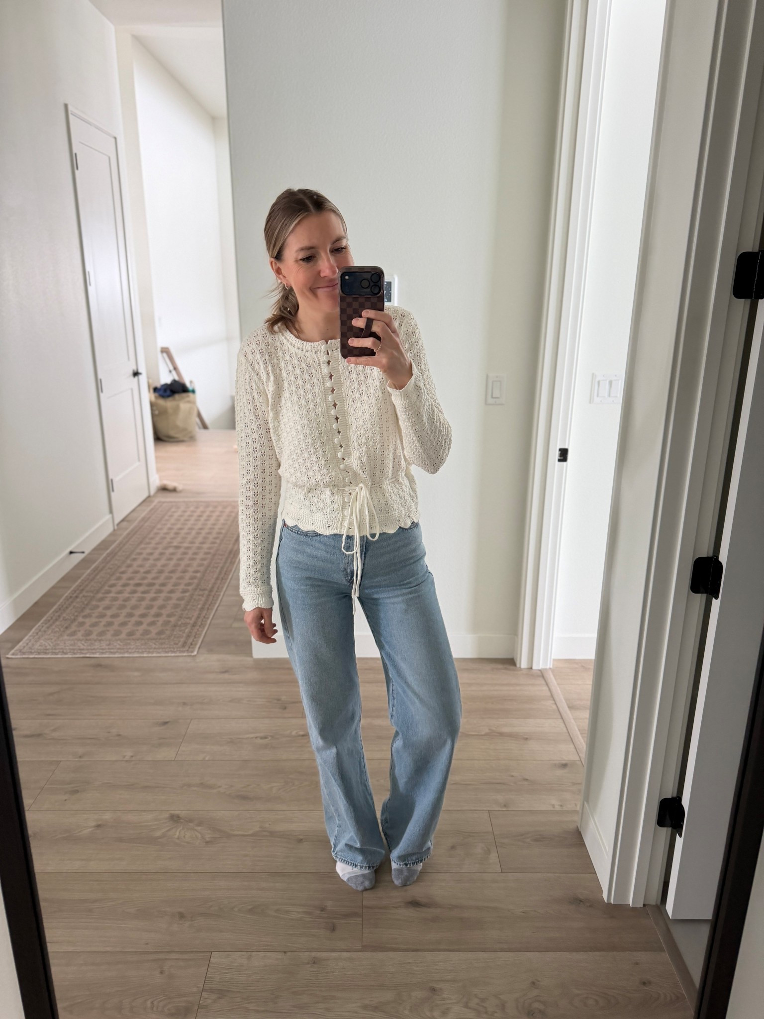 Amazon crochet cardigan for the win! Looks like Anthro but it’s Amazon AND 100% cotton. Wearing a M (because the S was out of stock but it’s back). I would definitely get your true size and wearing my true size (27) in my favorite jeans. 

#LTKTall #LTKootd