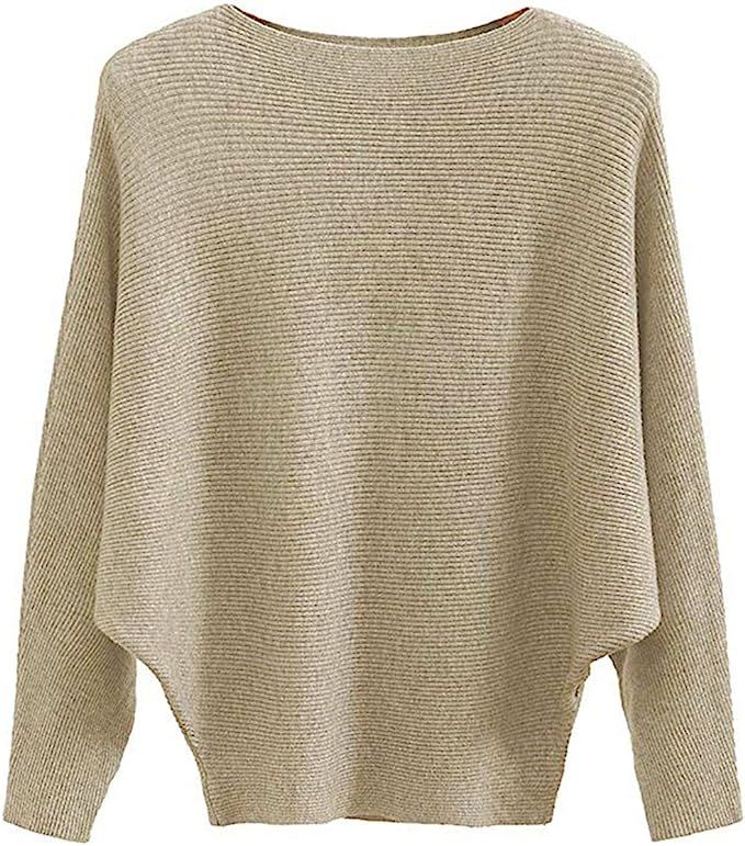 MAKARTHY Women's Batwing Sleeves Knitted Dolman Sweaters Pullovers Tops | Amazon (US)