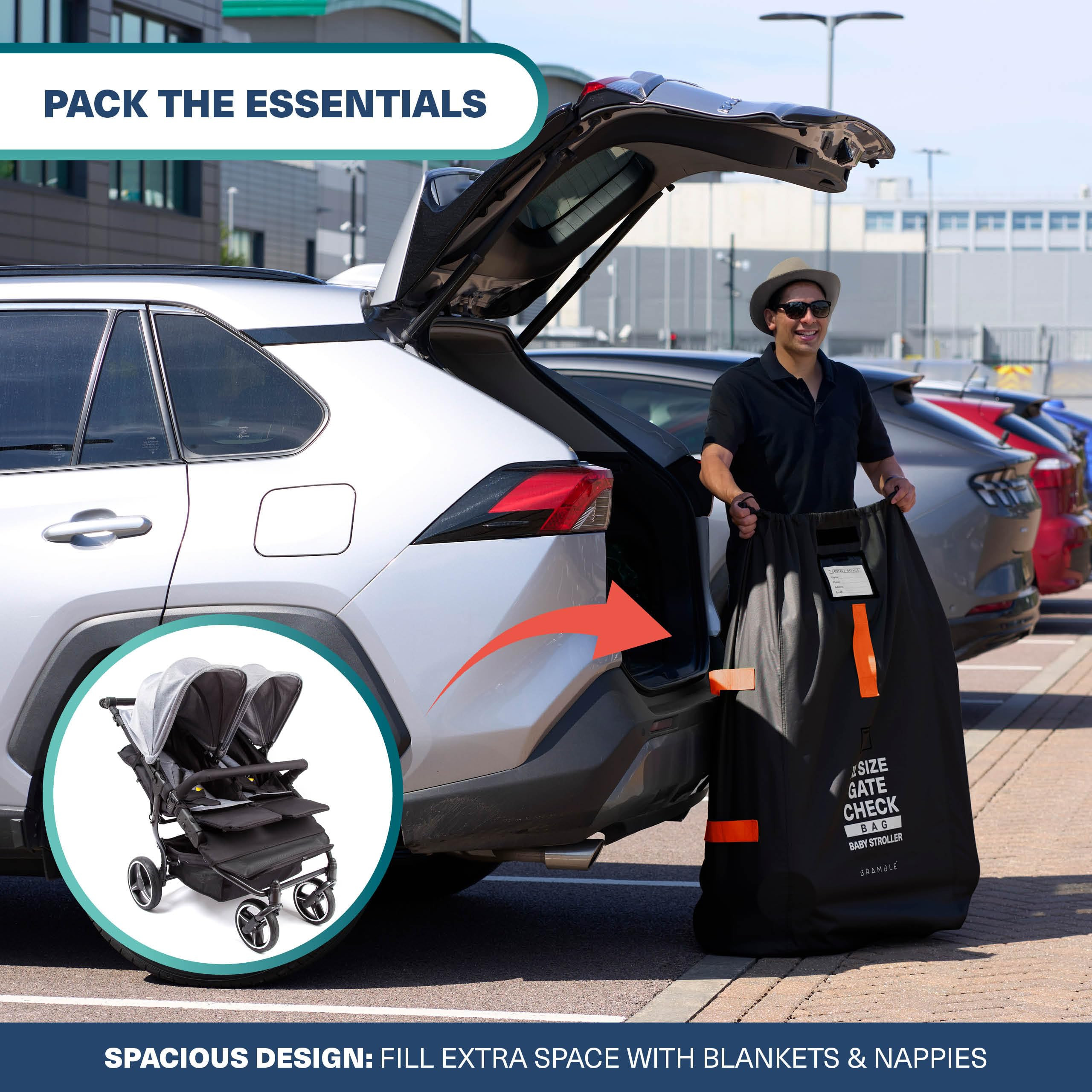 Bramble Extra Large Gate Check Stroller Bag for Airplane - Stroller Storage Bag (Black, 47", 600D... | Amazon (US)