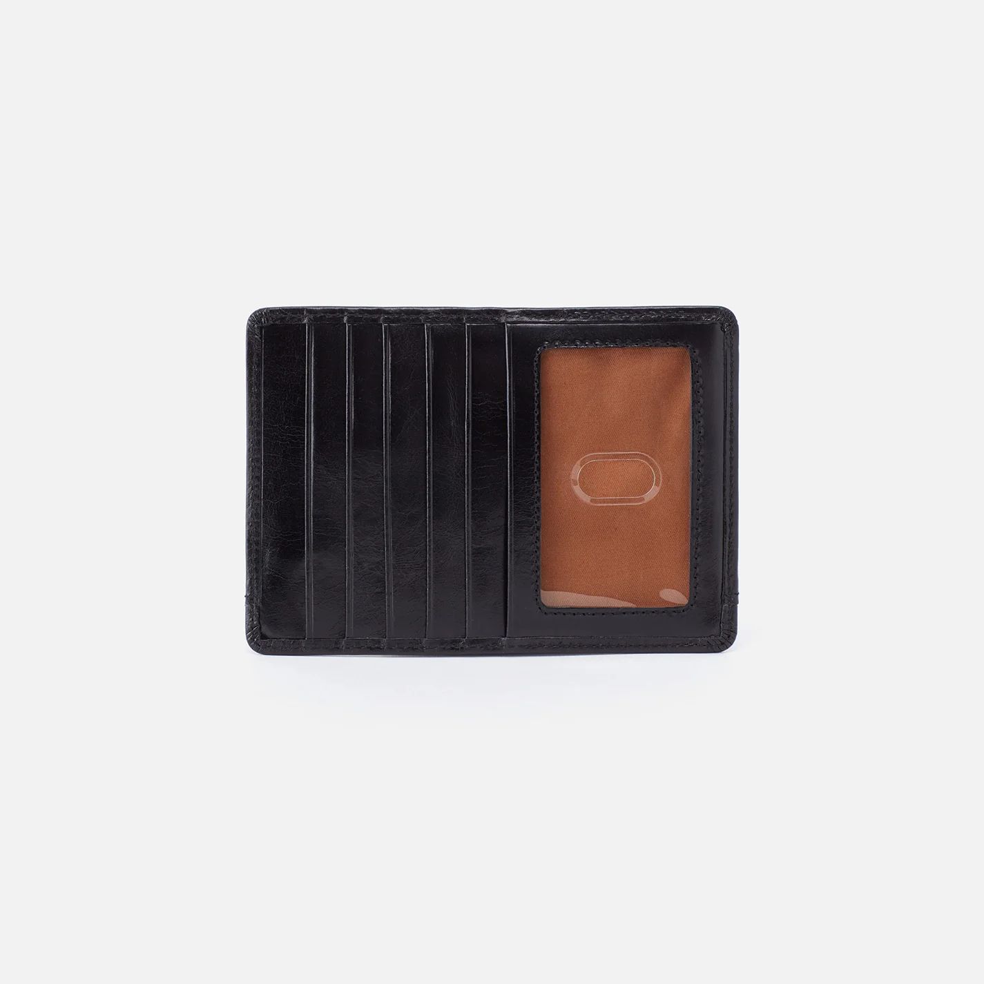 Euro Slide Card Case in Polished Leather - Black | HOBO Bags