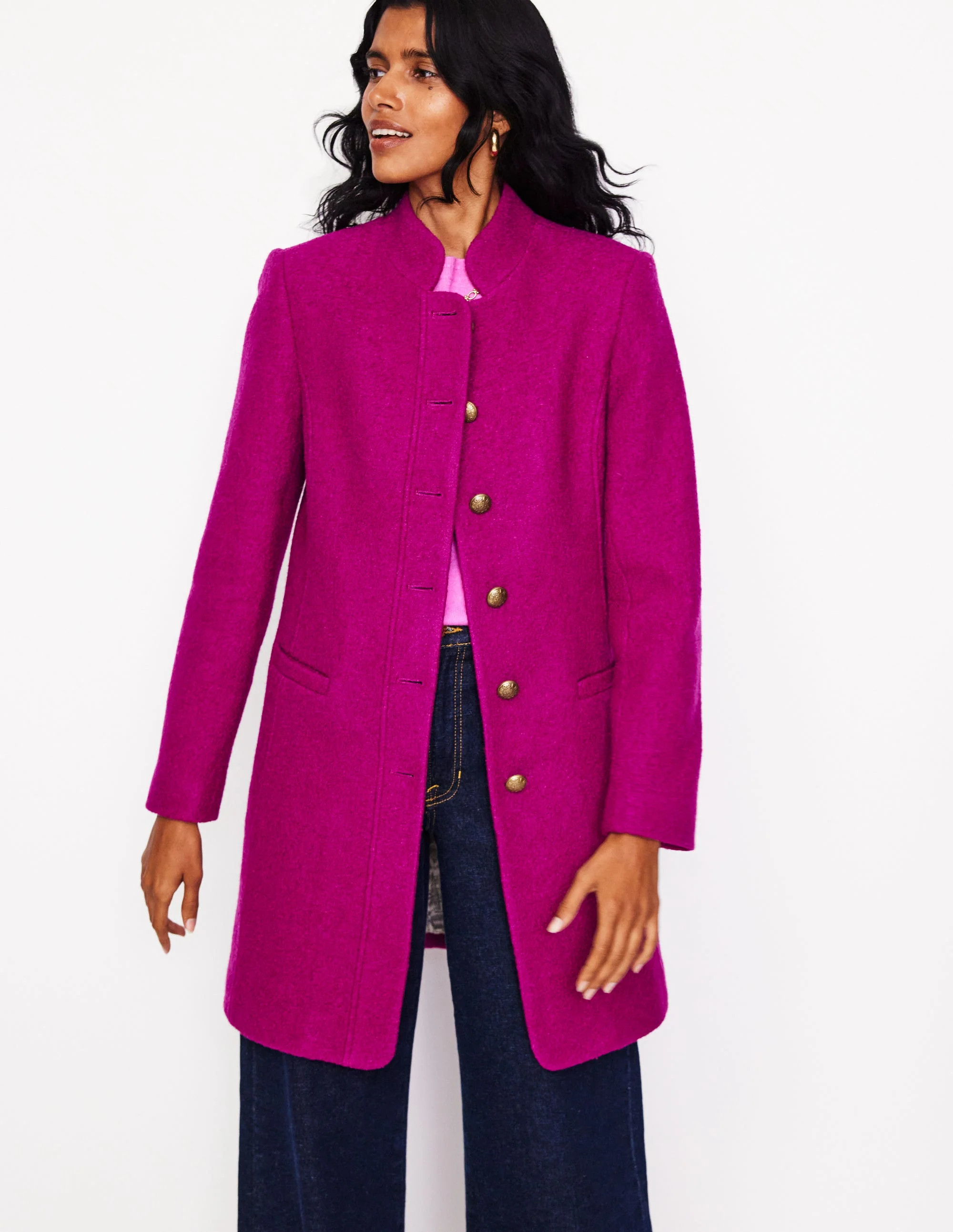 Hamilton Textured Coat-Vibrant Plum | Boden (US)