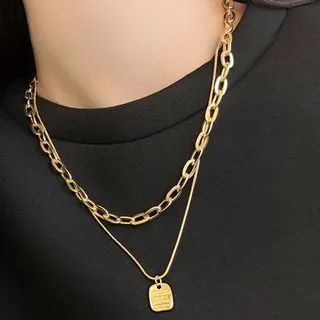 Pendent Double-Layer Chain Necklace | YesStyle Global