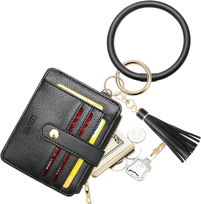 COOLANS Wristlet Bracelet Keychain Pocket Credit Card Holder Purse,Tassel Keychain Silicone Beade... | Amazon (US)