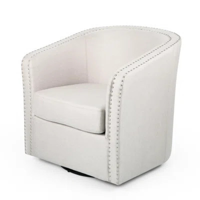 Elegant Tub Swivel Chair Part - Fabric Upholstery Contemporary With Nailhead Accents 30.65"w X 30.69"d 30.69"h | Wayfair North America