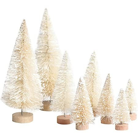 VGIA 4pcs Mini Christmas Trees Separate Spray Snow Christmas Trees with Wooden Bases | Amazon (US)