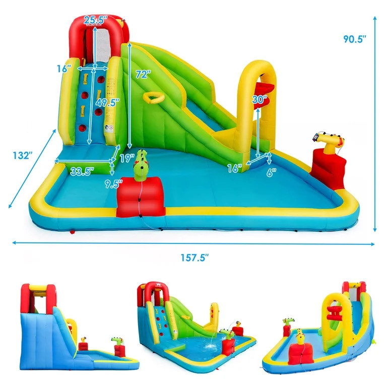 Costway Inflatable Water Slide Kids Splash Pool Bounce House with 480W Blower | Walmart (US)